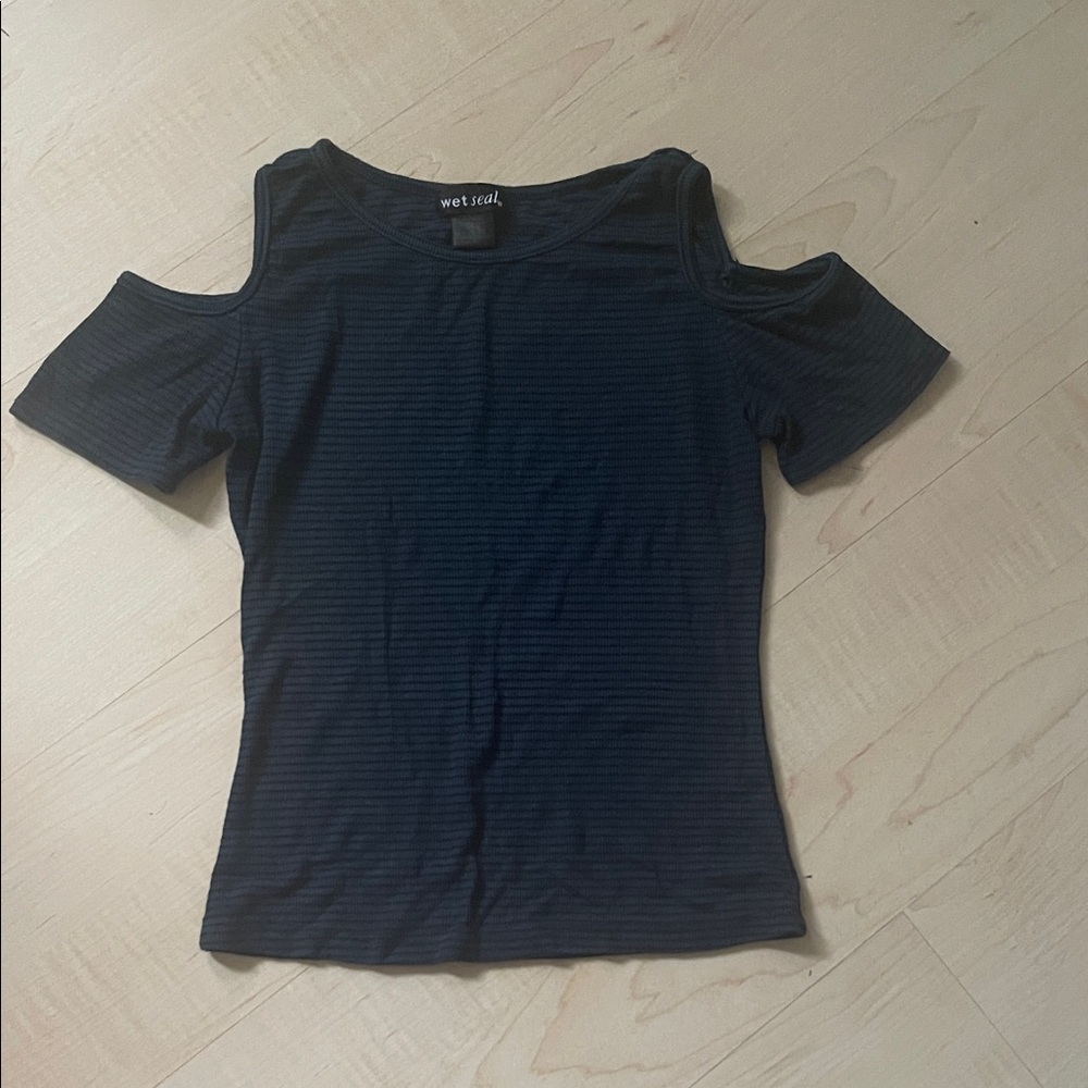 Wet Seal Dark Blue Cold Shoulder Top